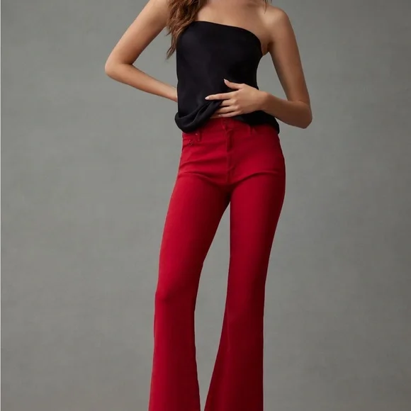 Women's Red Flare Jeans
